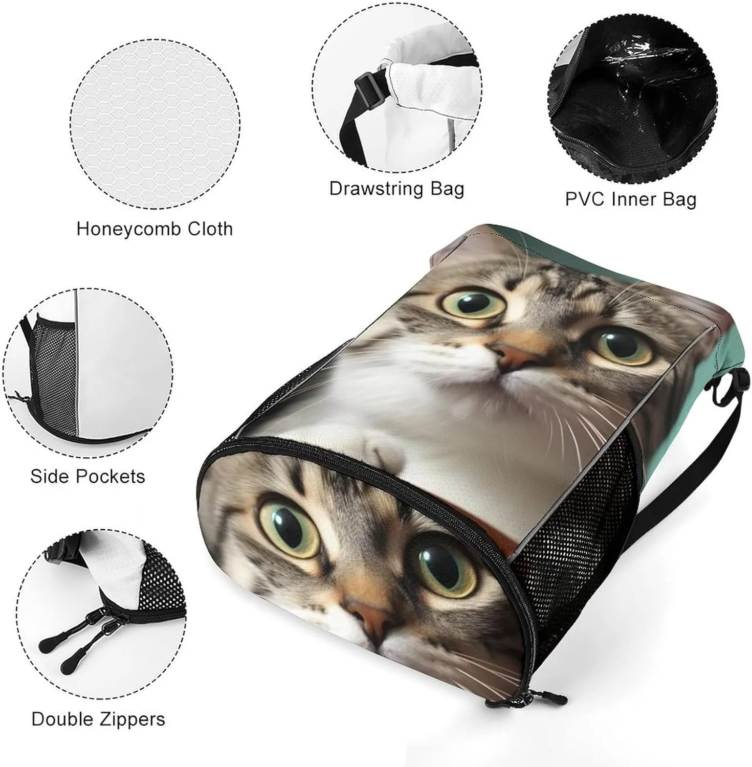 Gym Bag for Women Men A Curious CatTravel Duffel Bag Large Capacity Sports Drawstring Backpack