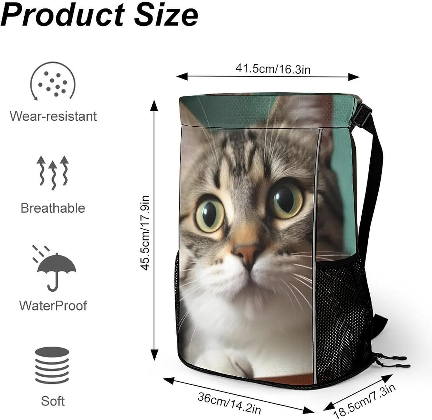 Gym Bag for Women Men A Curious CatTravel Duffel Bag Large Capacity Sports Drawstring Backpack