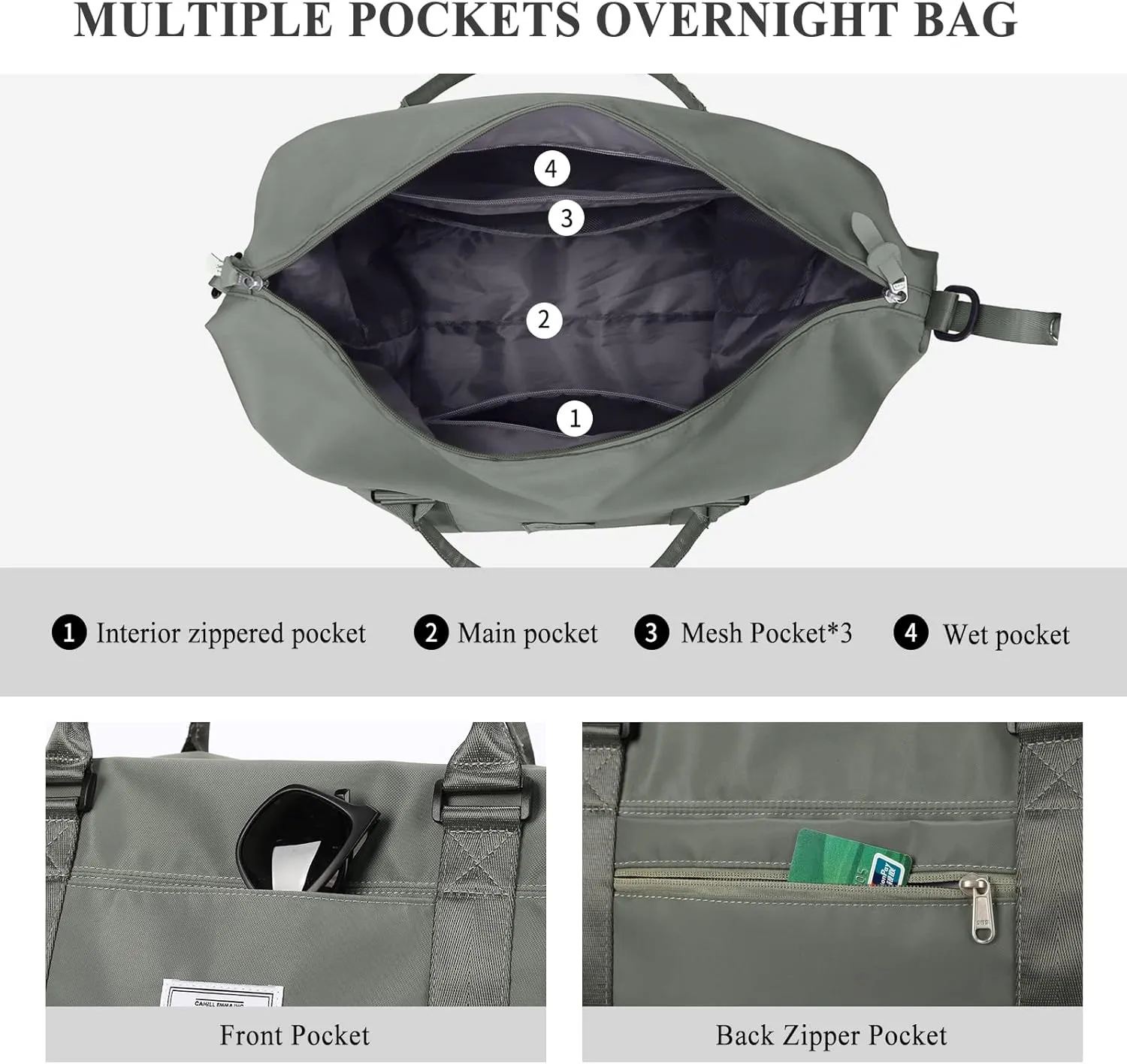 Gym Bag for Women, Travel Duffel Bag,Weekender Overnight Bag with Wet Pocket&Trolley Sleeve,Carry On Personal Item Bag