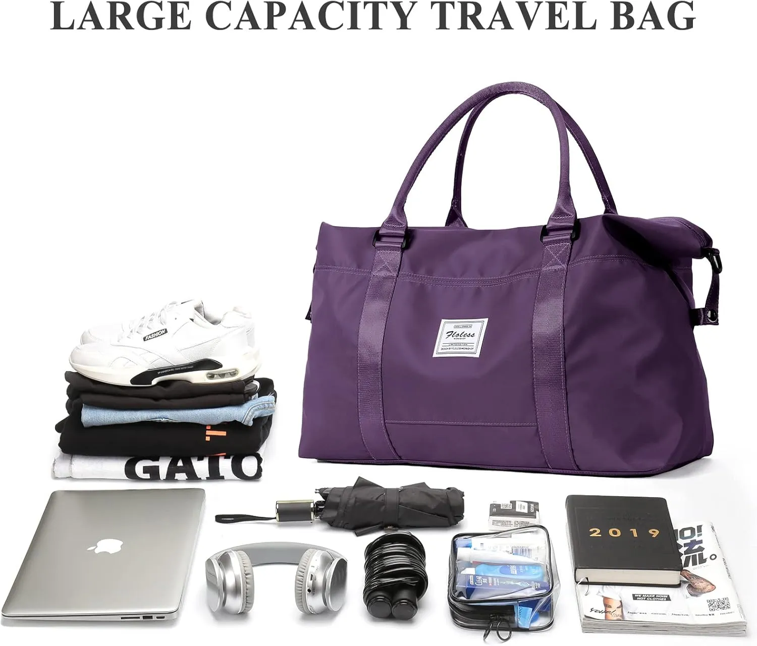 Gym Bag for Women, Travel Duffel Bag,Weekender Overnight Bag with Wet Pocket&Trolley Sleeve,Carry On Personal Item Bag