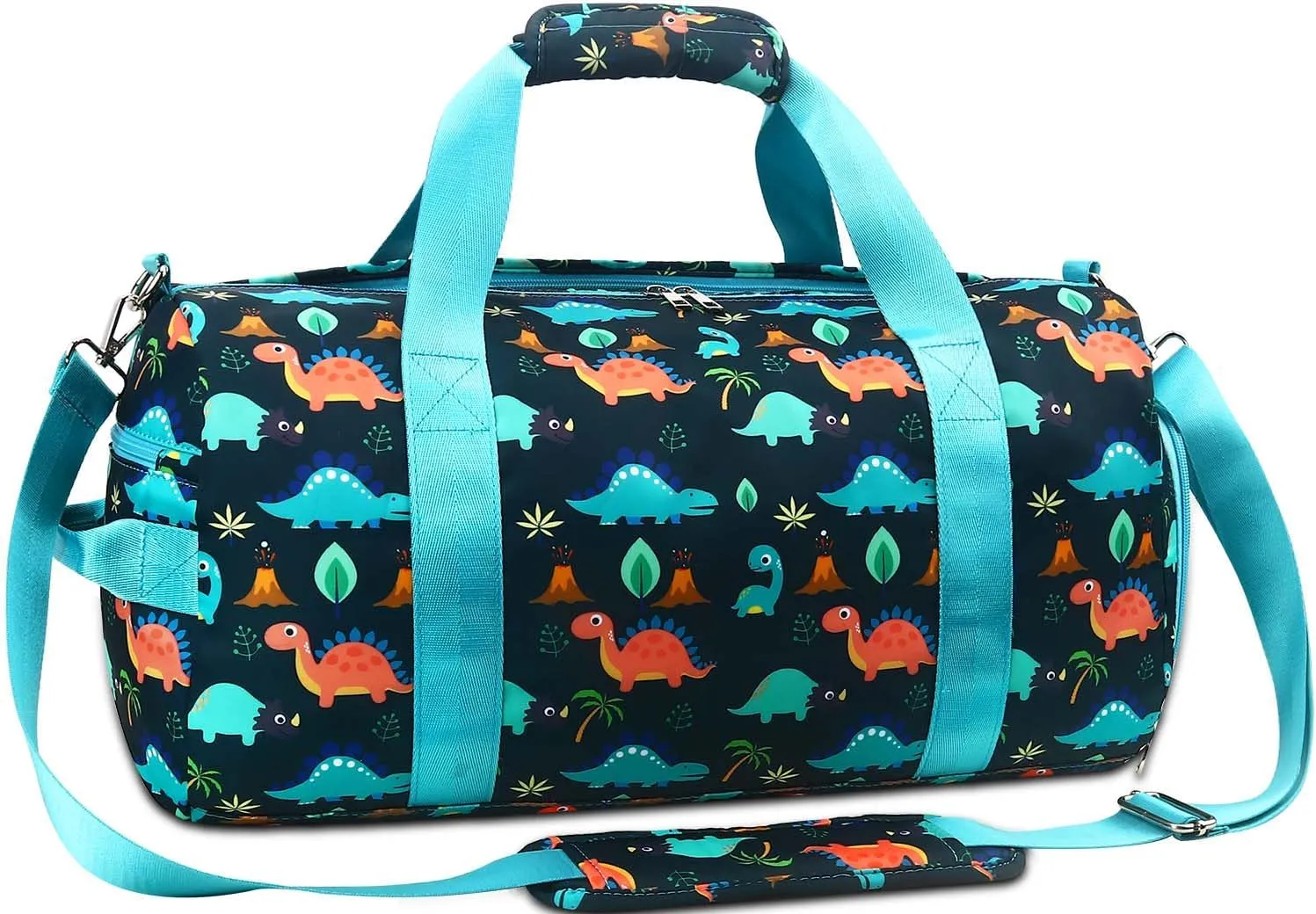 Gym Travel Duffle Bag for Girls - Gymnastics Sports Dance Bag with Shoe Compartment & Wet Pocket Dinosaur Kids Travel Bag Teens Weekender Sleepover Carry On Bag