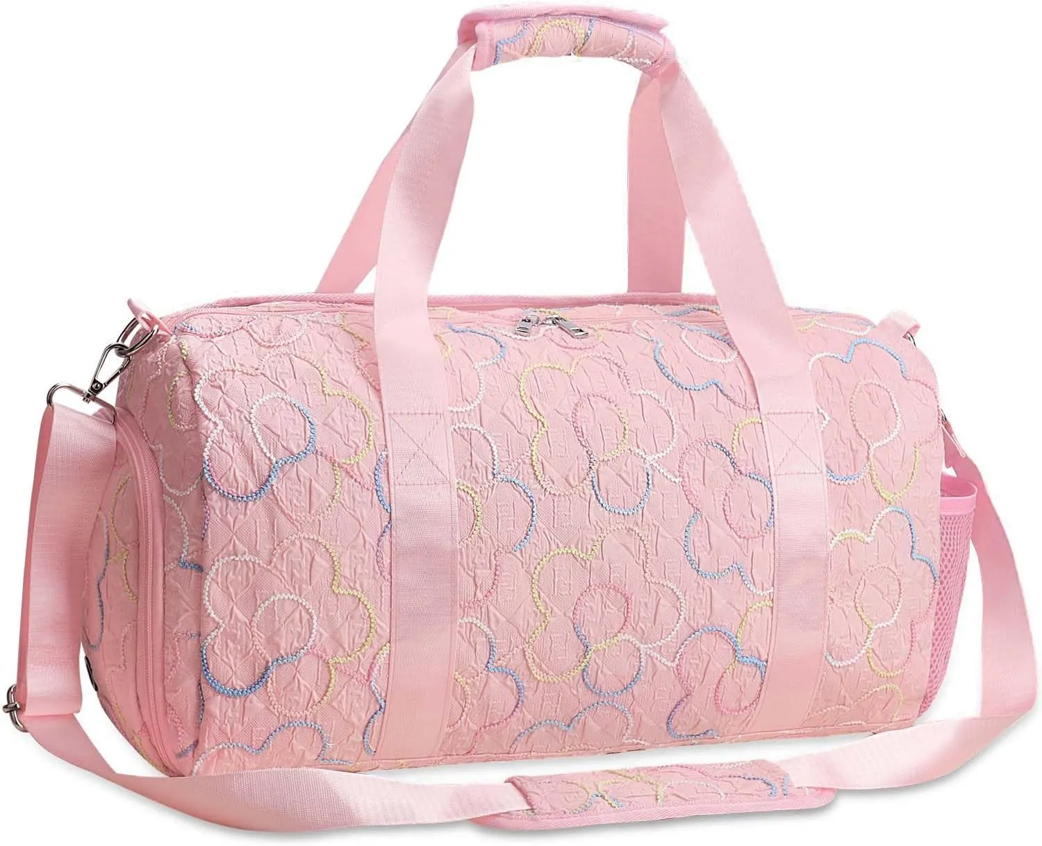 Gym Travel Duffle Bag for Girls - Gymnastics Sports Dance Bag with Shoe Compartment & Wet Pocket Kids Travel Bag Teens Weekender Sleepover Carry On Bag