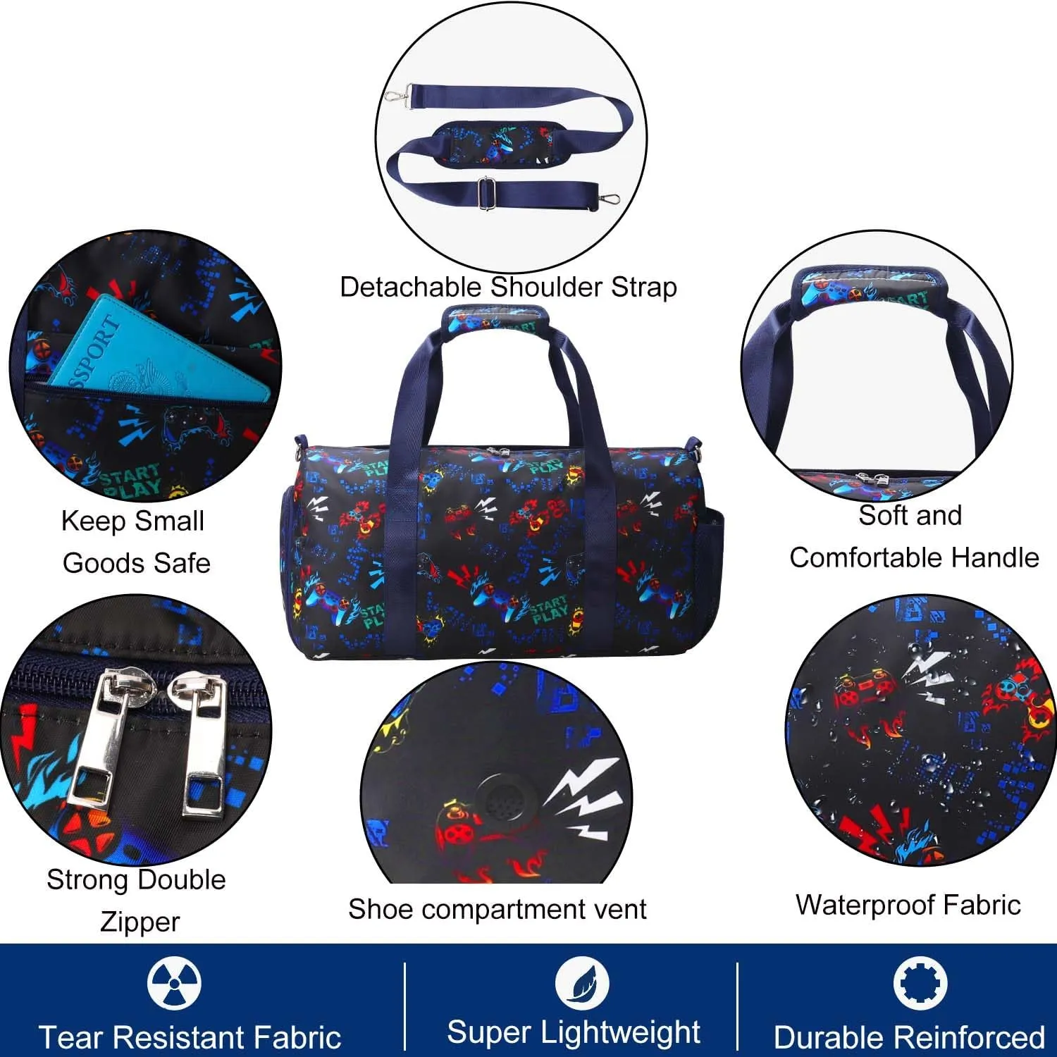 Gym Travel Duffle Bag for Girls - Gymnastics Sports Dance Bag with Shoe Compartment & Wet Pocket Panda Kids Travel Bag Teens Weekender Sleepover Carry On Bag