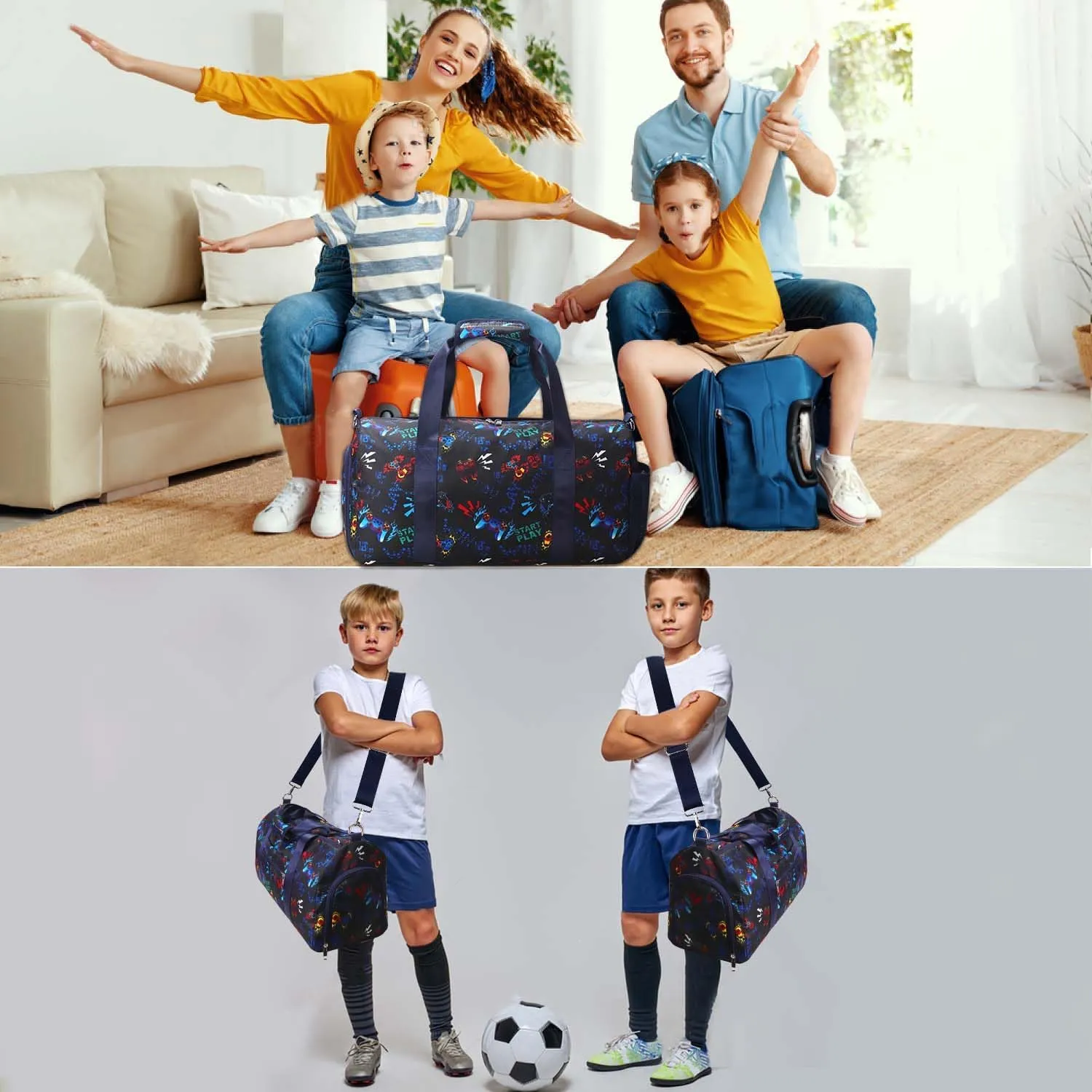 Gym Travel Duffle Bag for Girls - Gymnastics Sports Dance Bag with Shoe Compartment & Wet Pocket Panda Kids Travel Bag Teens Weekender Sleepover Carry On Bag