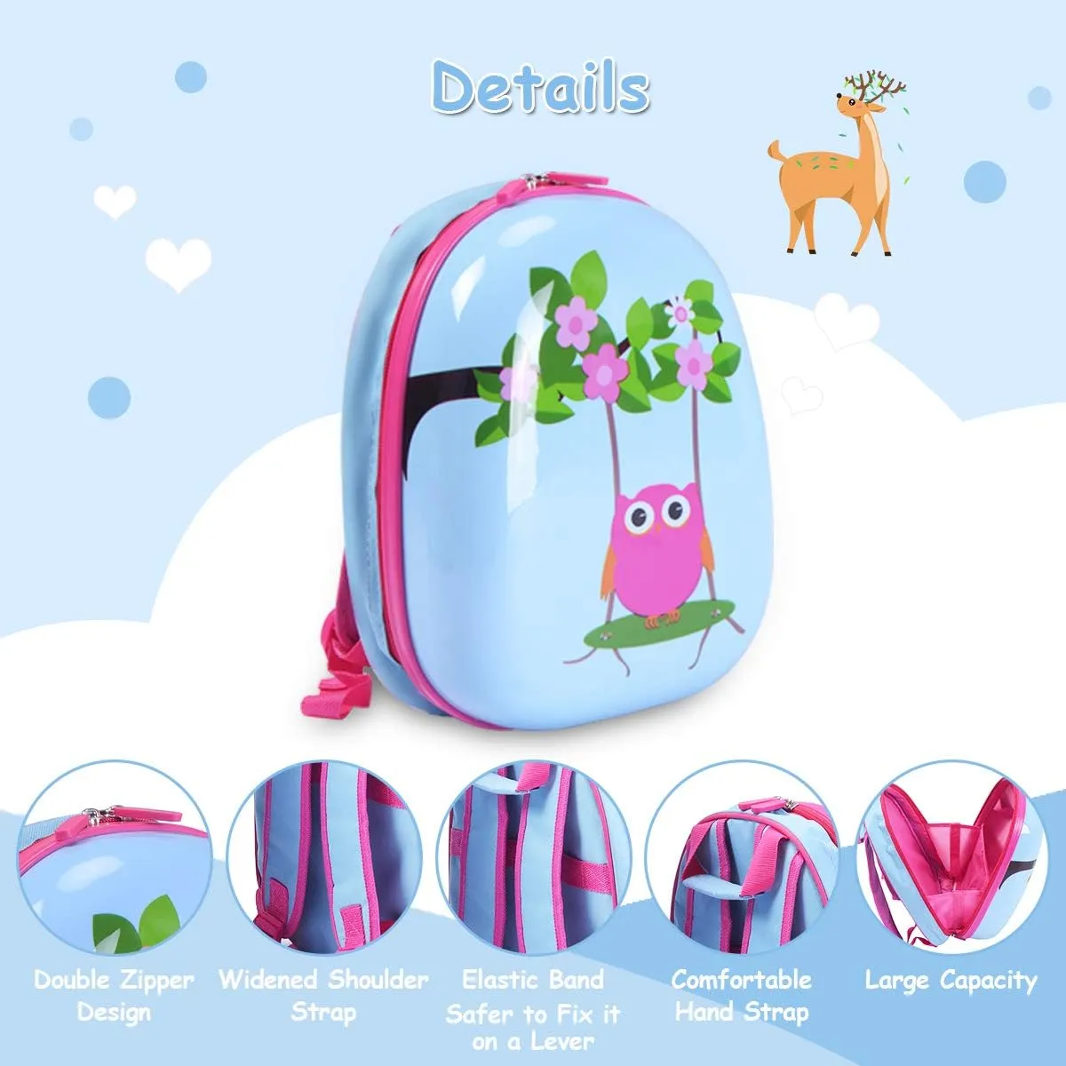 GYMAX Kids Carry On Luggage Set, 12" & 16" 2PCS Rolling Suitcase