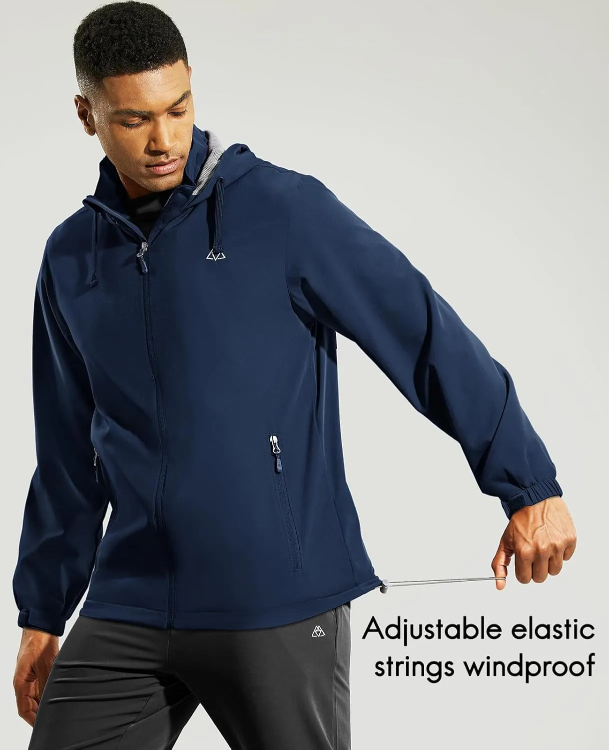 Haimont Men’s Packable Windbreaker with Hood Lightweight Windproof Water Resistant Hooded Jacket for Running Hiking Travel