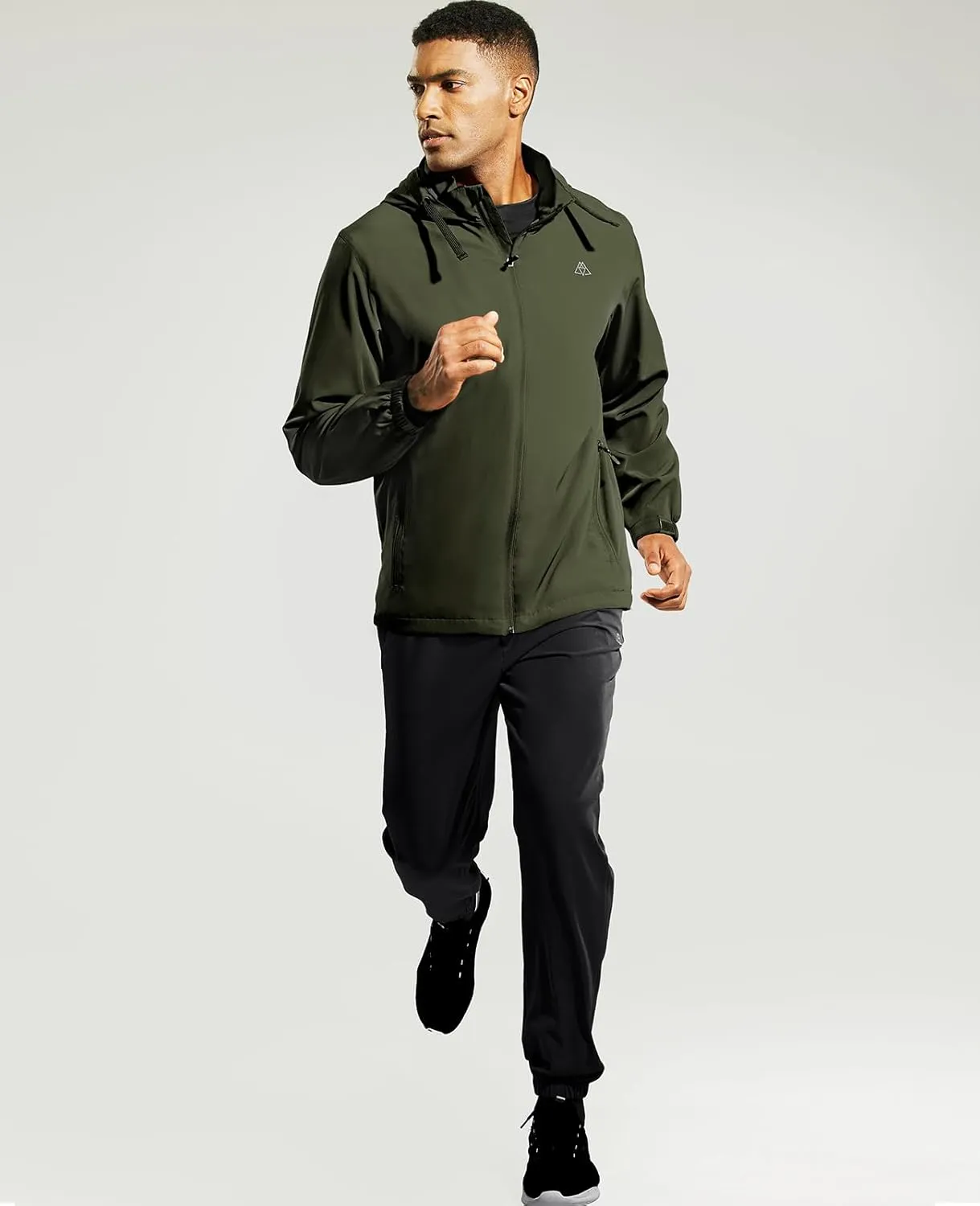 Haimont Men’s Packable Windbreaker with Hood Lightweight Windproof Water Resistant Hooded Jacket for Running Hiking Travel