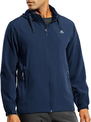 Haimont Men’s Packable Windbreaker with Hood Lightweight Windproof Water Resistant Hooded Jacket for Running Hiking Travel