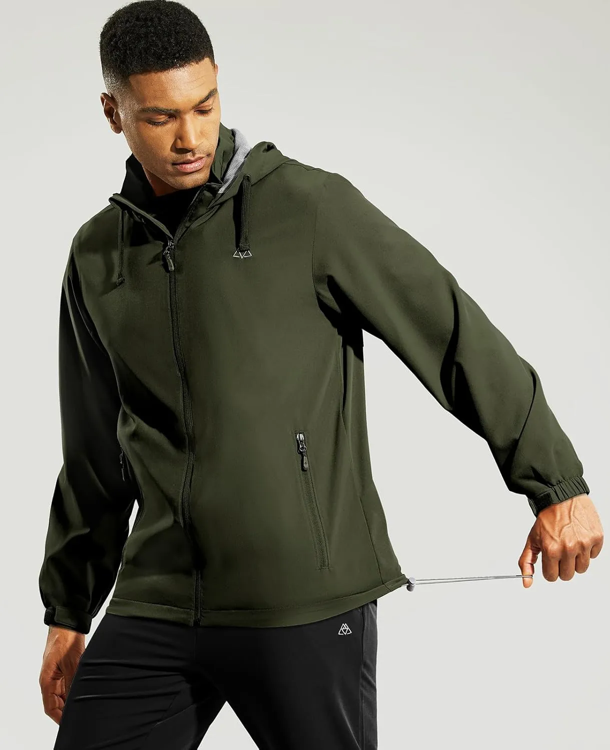 Haimont Men’s Packable Windbreaker with Hood Lightweight Windproof Water Resistant Hooded Jacket for Running Hiking Travel