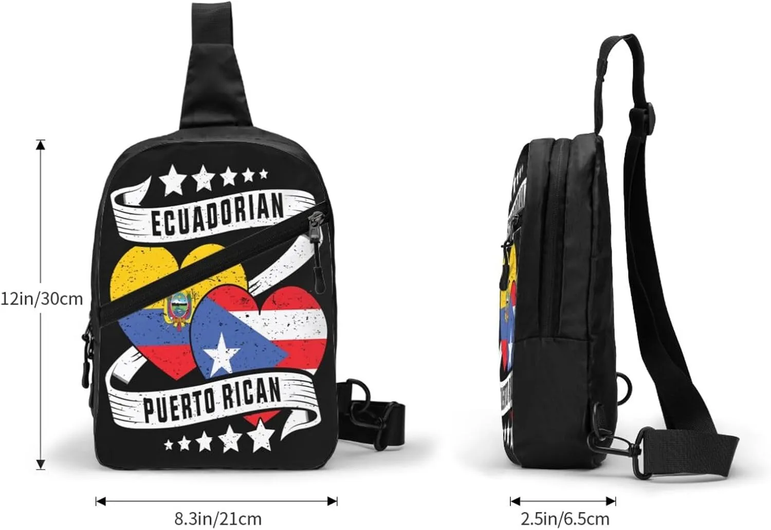 Half Ecuadorian Half Puerto Rican Packable Crossbody Bag Portable Sling Bags Foldable Travel Daypack Reusable Sports Shoulder Backpack Diagonally Chest Bag for Workout