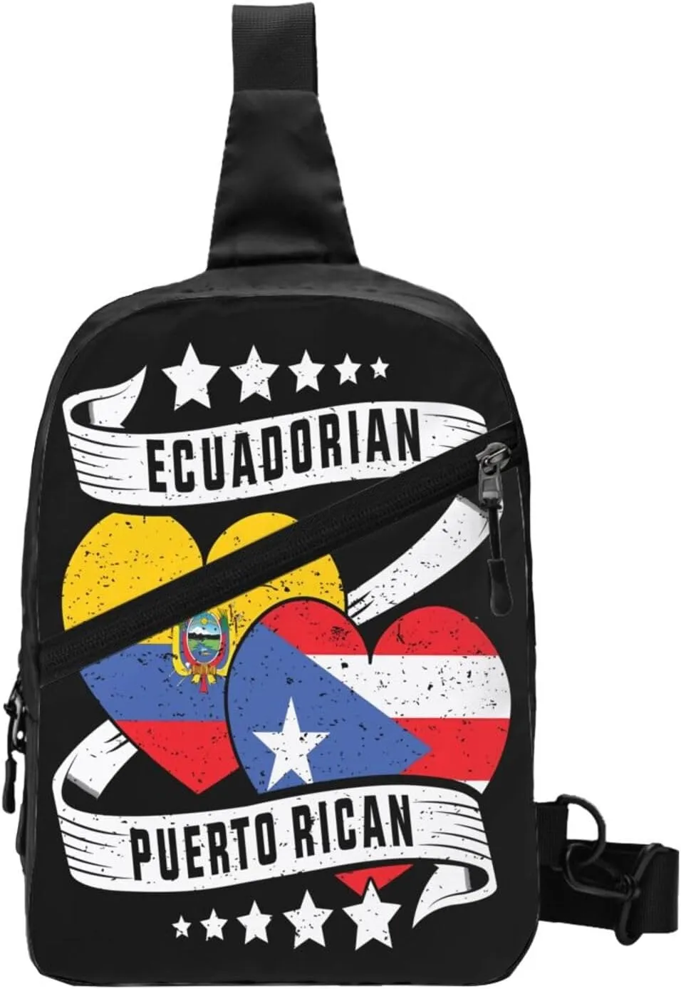 Half Ecuadorian Half Puerto Rican Packable Crossbody Bag Portable Sling Bags Foldable Travel Daypack Reusable Sports Shoulder Backpack Diagonally Chest Bag for Workout