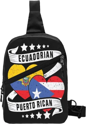Half Ecuadorian Half Puerto Rican Packable Crossbody Bag Portable Sling Bags Foldable Travel Daypack Reusable Sports Shoulder Backpack Diagonally Chest Bag for Workout