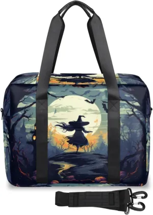 Halloween Witch Bats Womens Travel Bags, Weekender Carry on for Women, Sports Gym Bag, Workout Duffel bag, Overnight Shoulder Bag