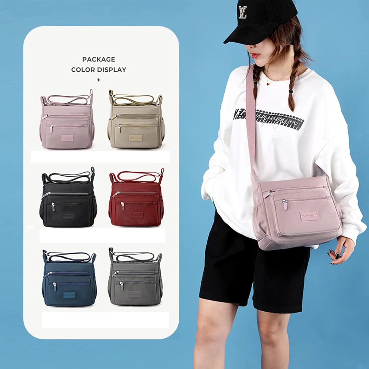 Handbags for Ladies Multi Pocket Purses for Women Messenger Shoulder Cross-body Bag