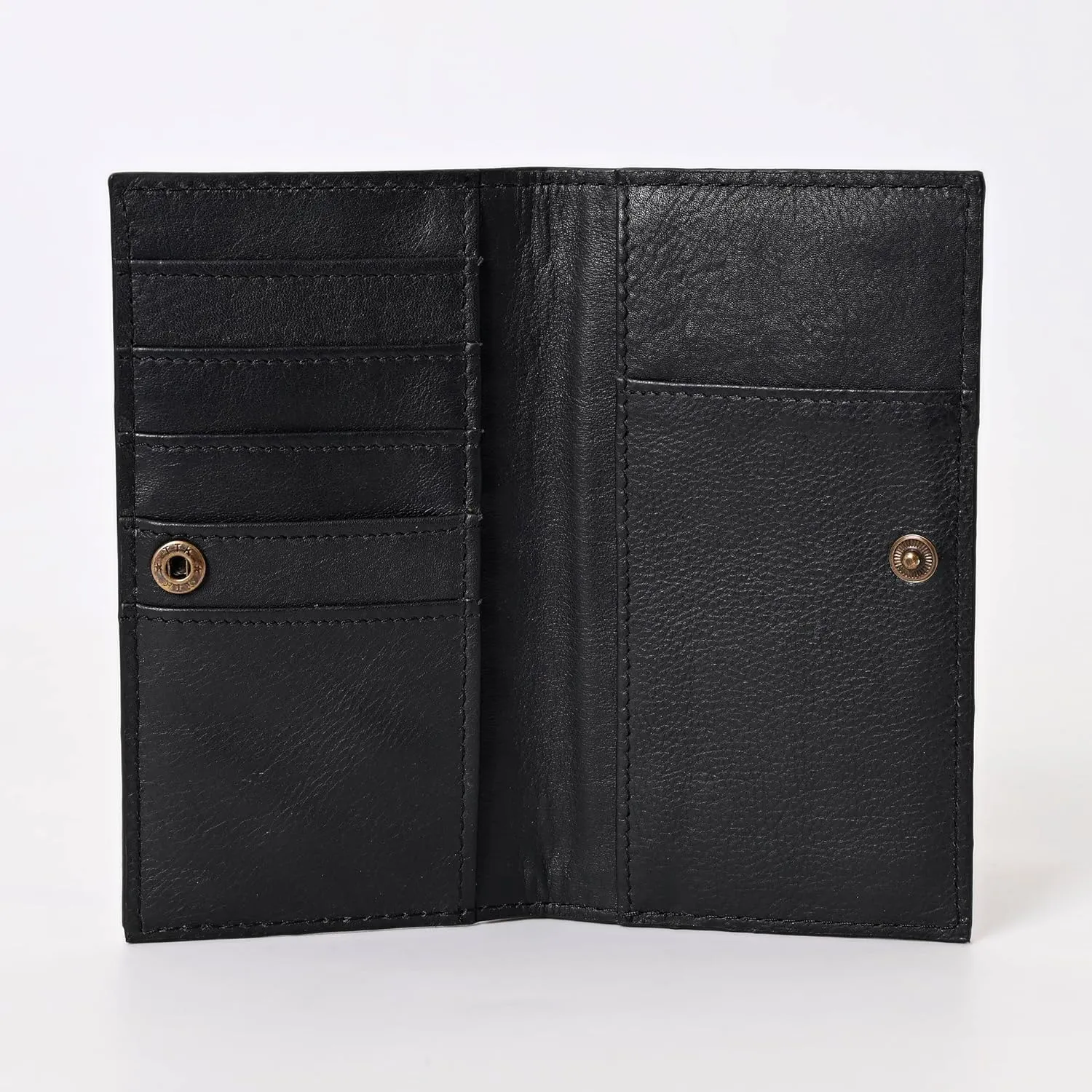 Handcrafted Western Leather Wallet for Men & Women Card Holder RFID Protected Checkbook Cover Purses Leather Hand Bag Genuine Leather Slim Bifold Wallet Western Design Handtooled Black