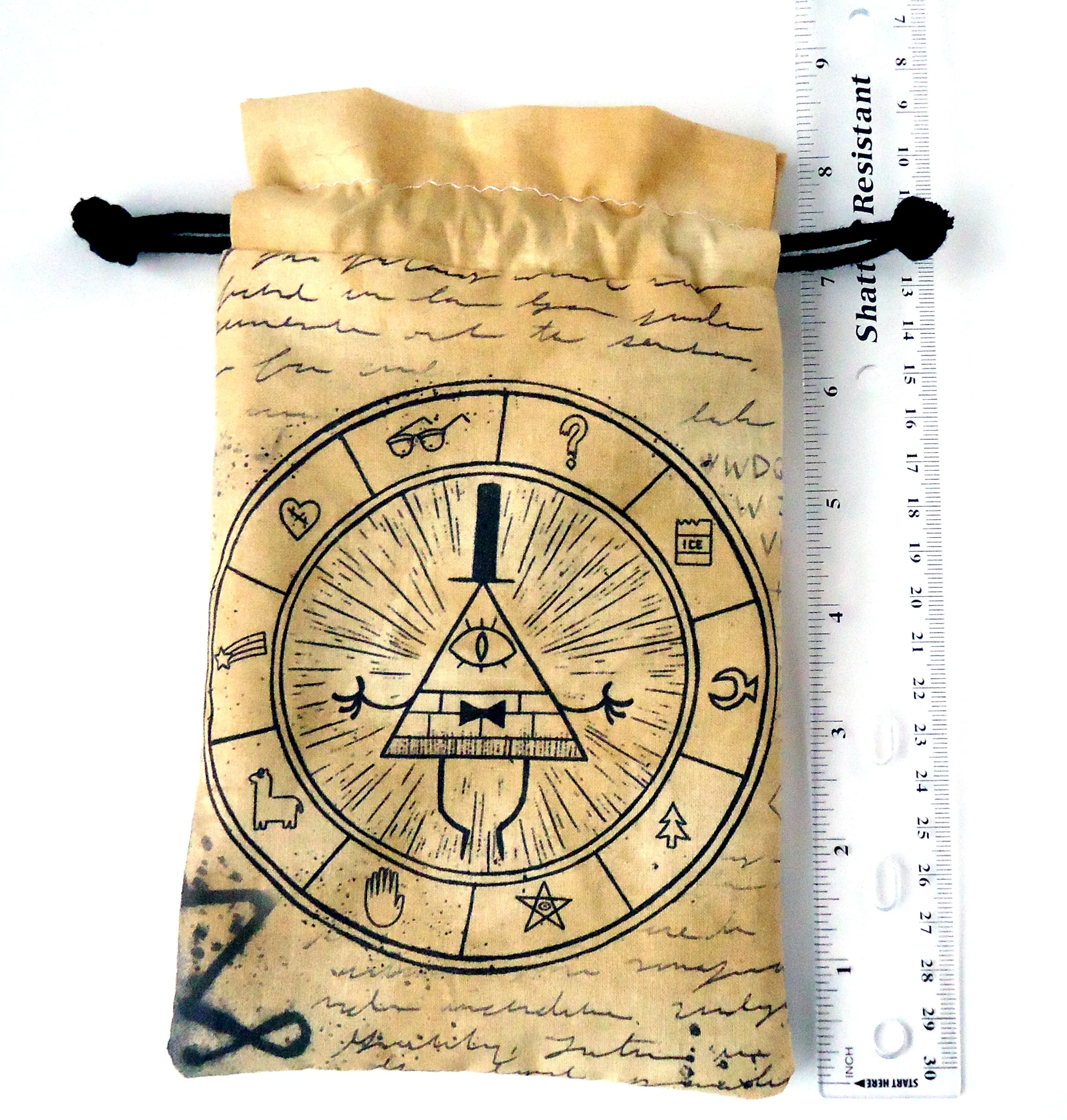 Handmade Drawstring bag -Printed Bill Cipher