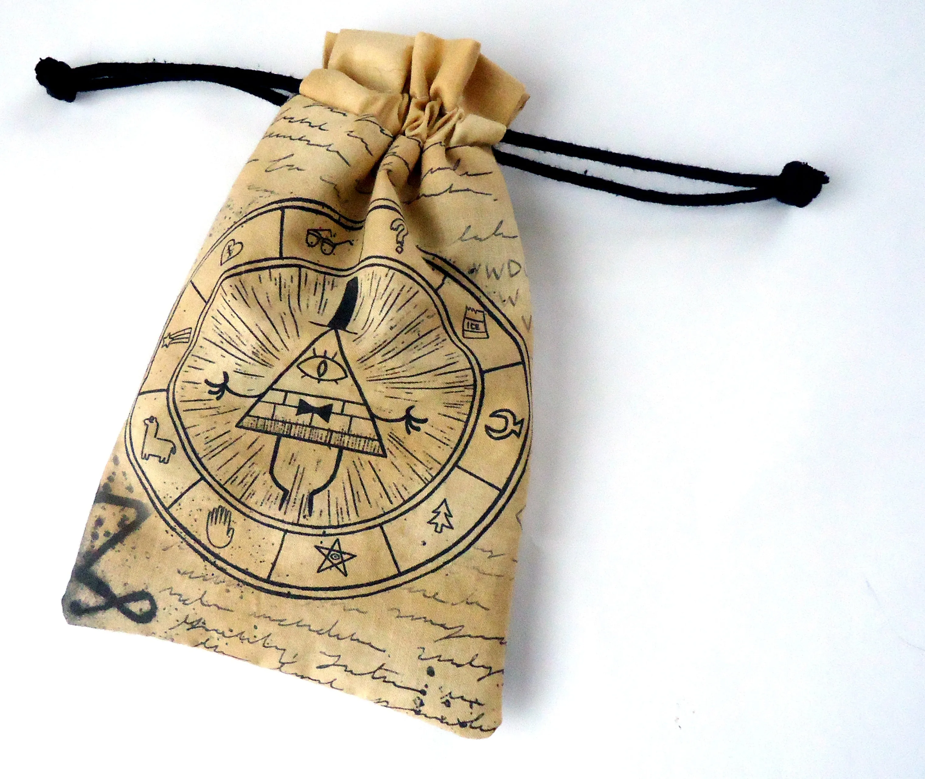 Handmade Drawstring bag -Printed Bill Cipher