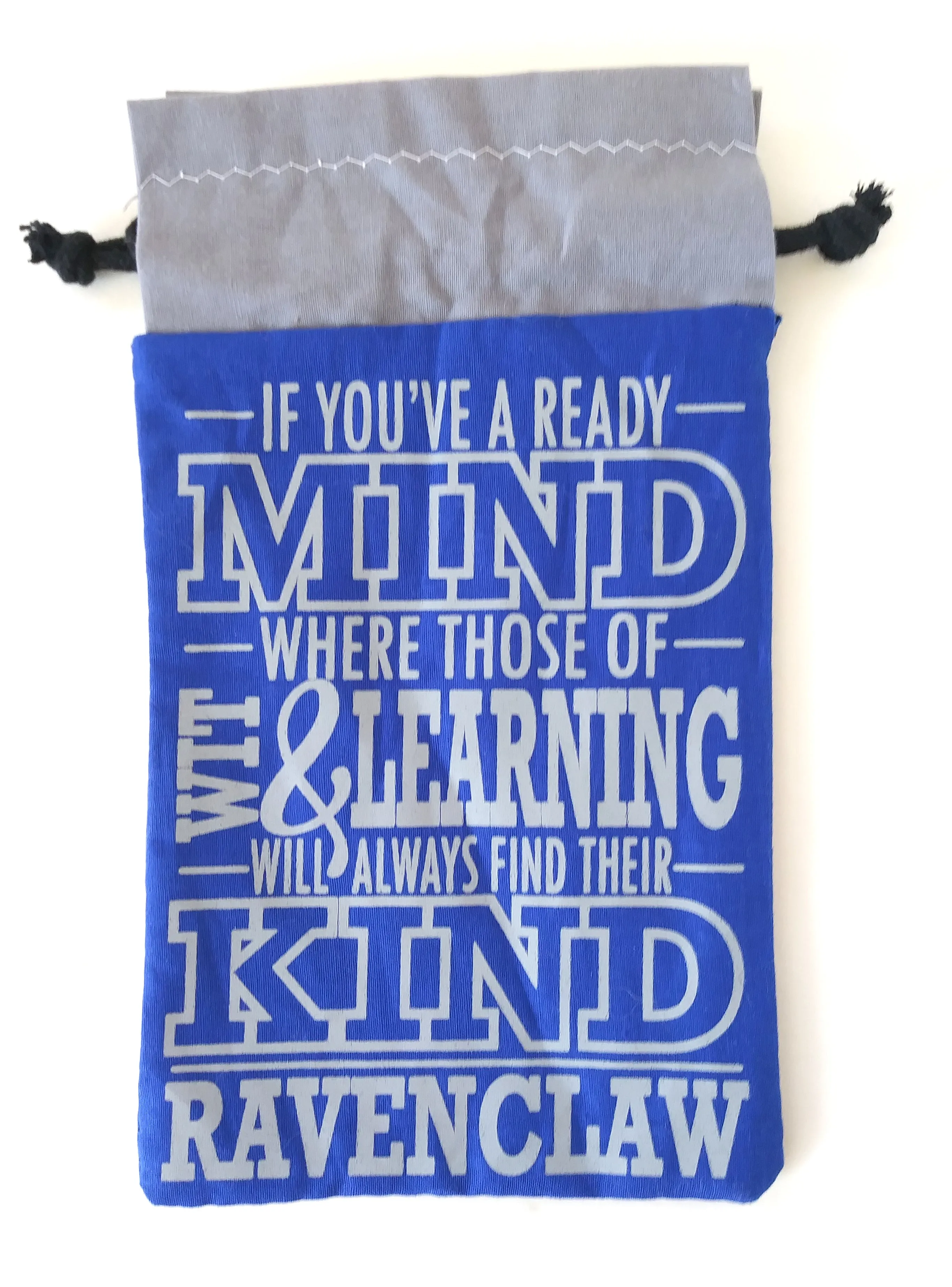 Handmade Drawstring bag - Printed Blue Ravenclaw