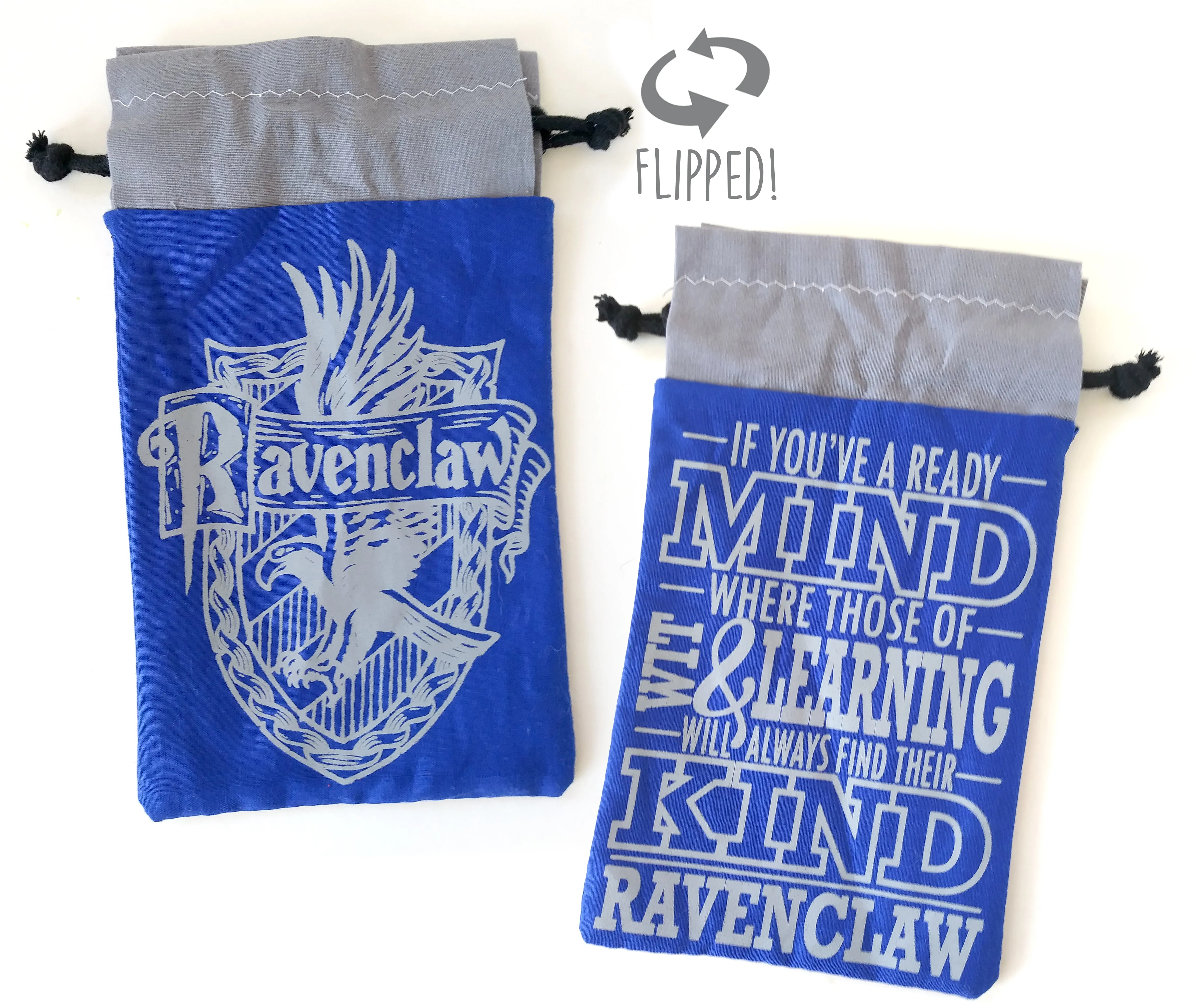 Handmade Drawstring bag - Printed Blue Ravenclaw