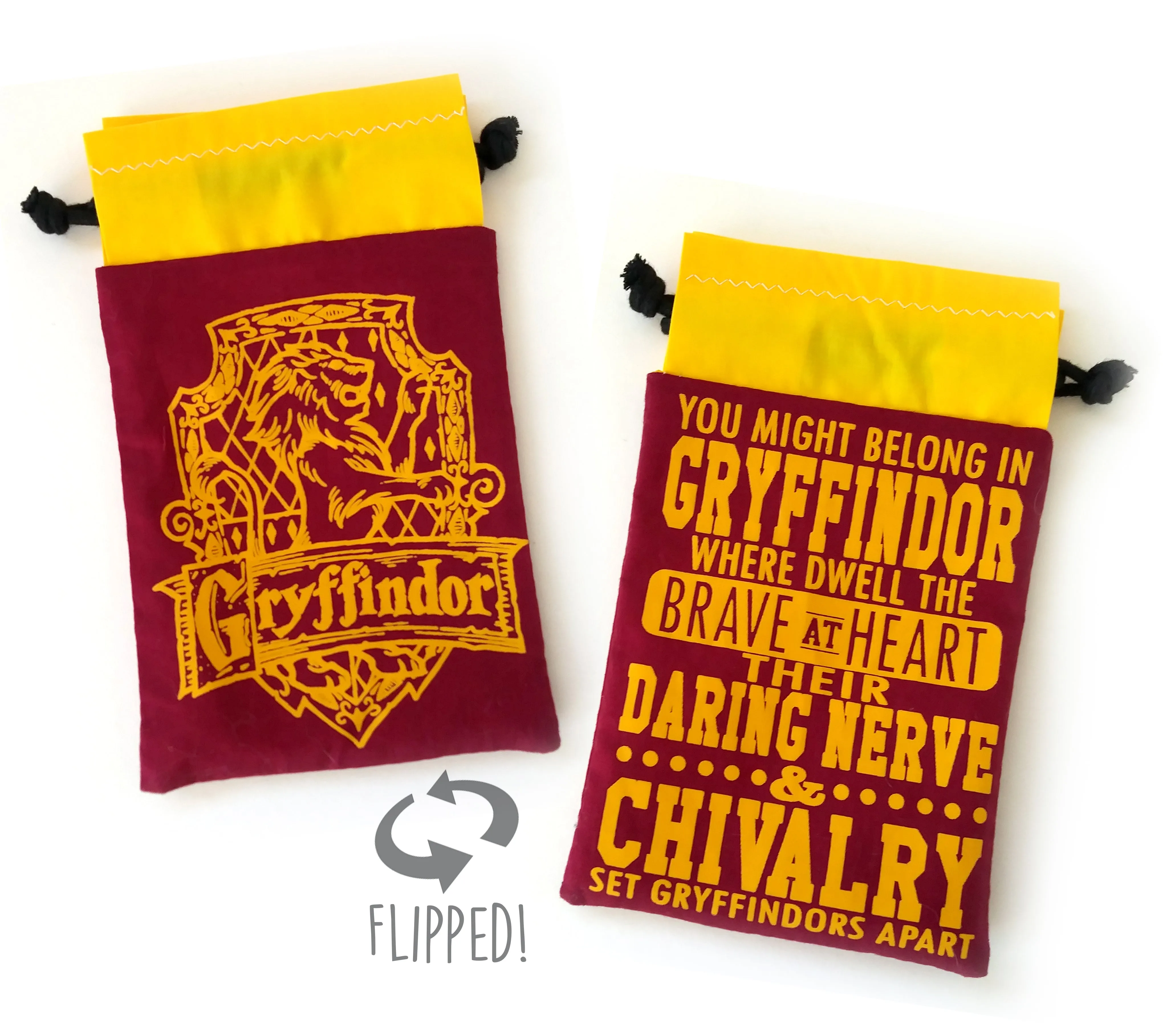 Handmade Drawstring bag - Printed Red Gryffindor