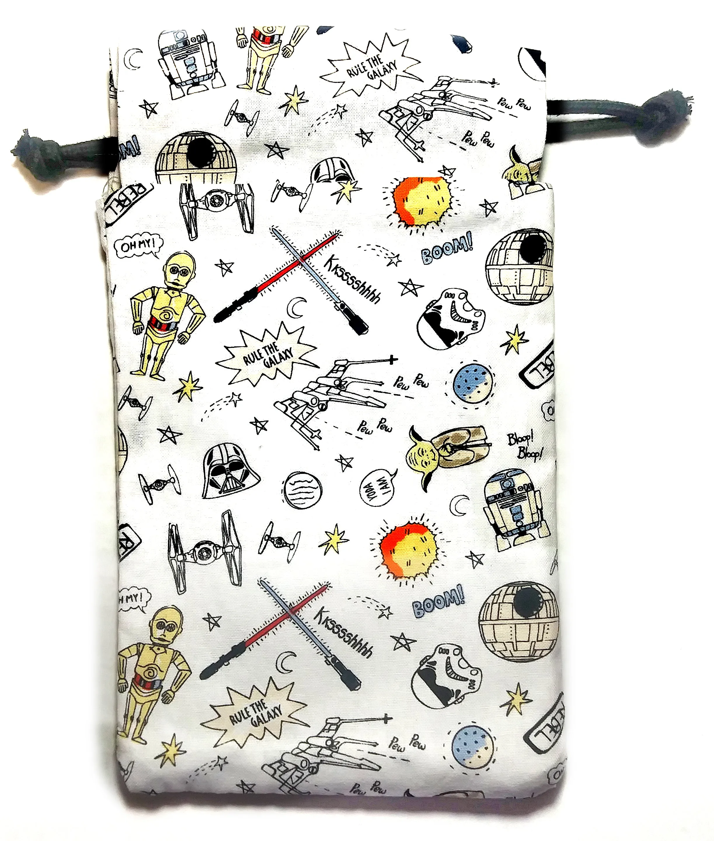 Handmade Drawstring bag - White Droids bag