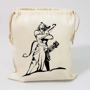 Handmakers Ram ji Black Print Canvas White Potli Bag for Gifts Ideas
