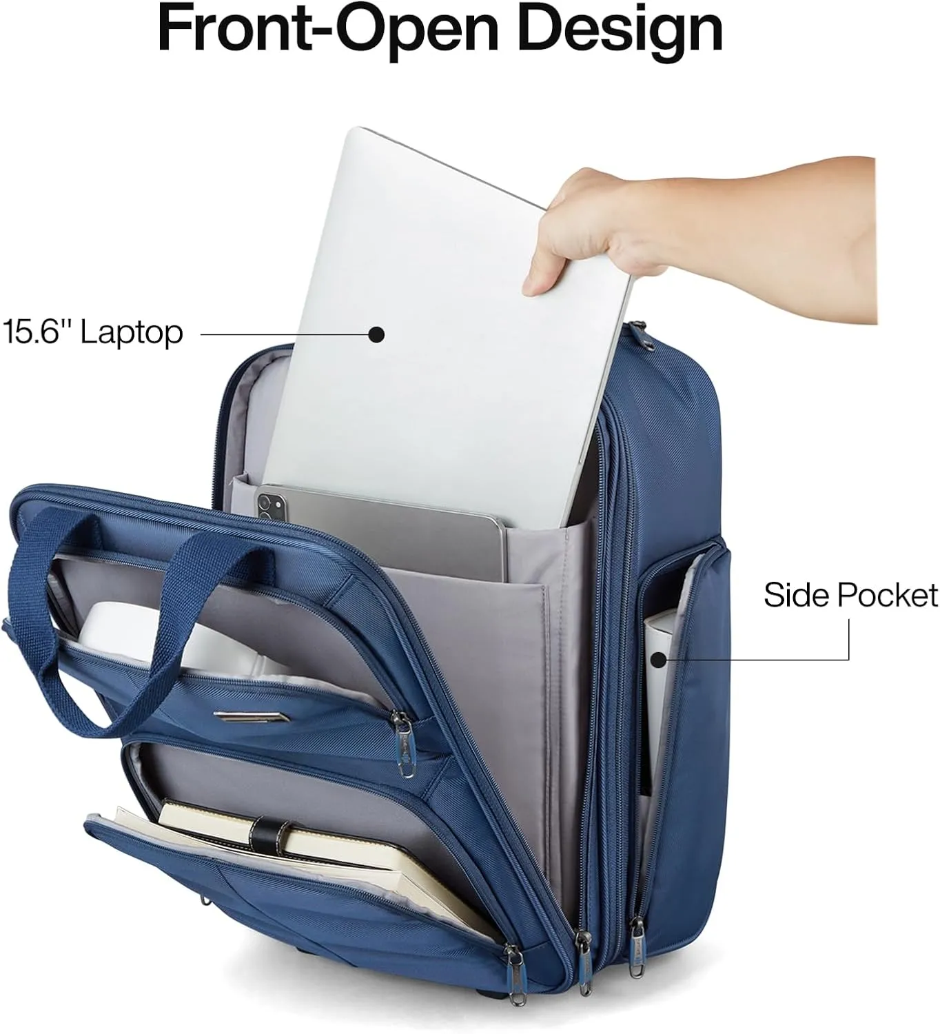 Hanke Softside Underseat Carry On Luggage with Wheels,Travel Luggage Rolling Bag Small Suitcase，Blue, Underseater 16-Inch
