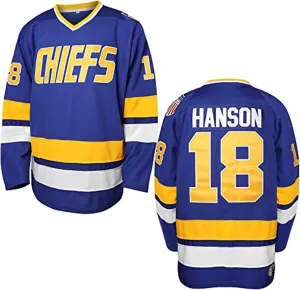 Hanson Brothers Hockey Jersey 16 Charlestown Chiefs 17 Jeff Slap Shot 18 Movie Hockey Jersey Blue White S-3XL
