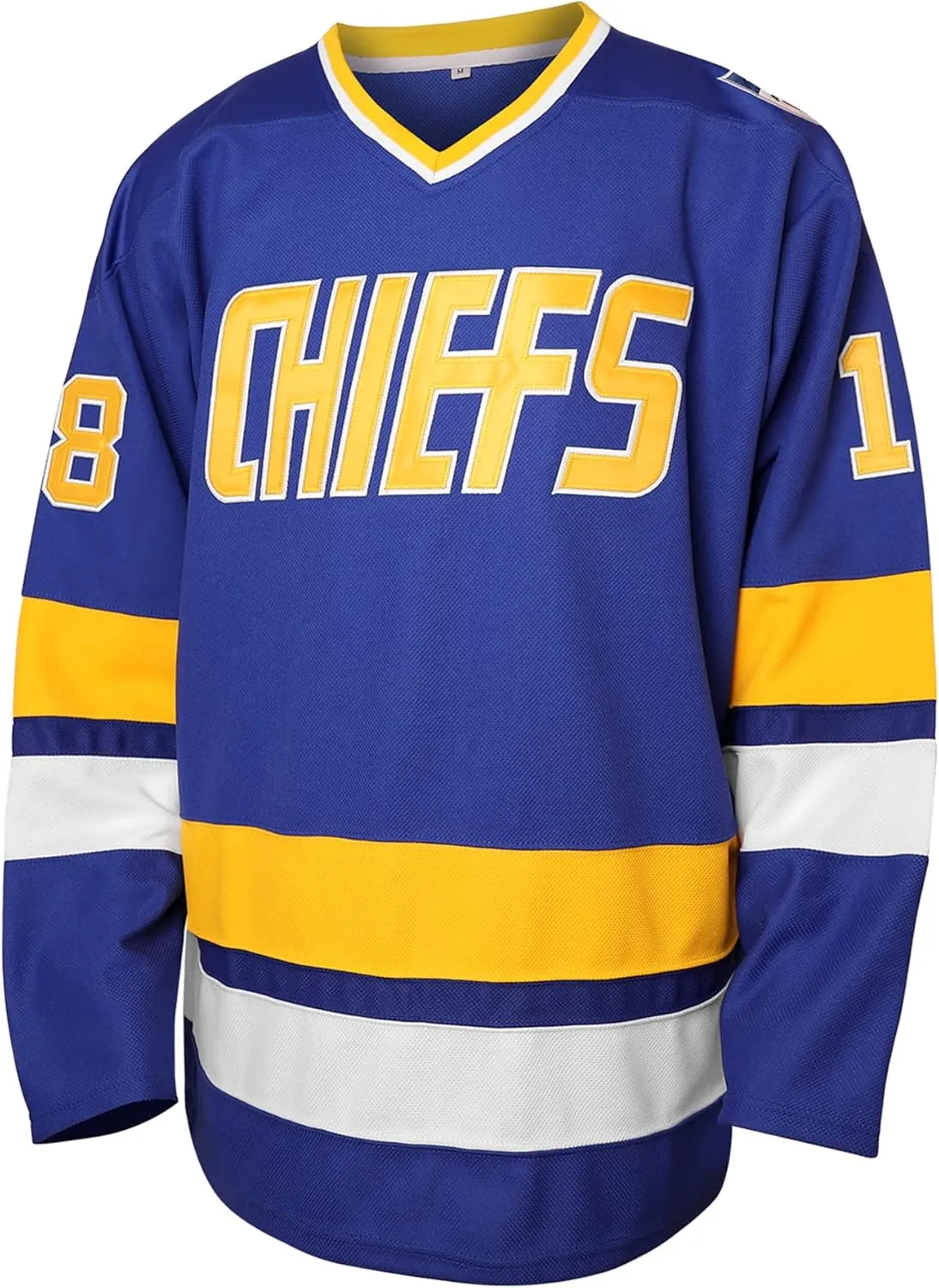 Hanson Brothers Hockey Jersey 16 Charlestown Chiefs 17 Jeff Slap Shot 18 Movie Hockey Jersey Blue White S-3XL