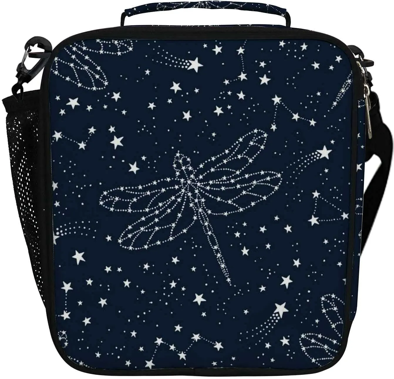 Hapuxt Lunch Box Lunch Bag with Adjustable Shoulder Strap Tote for Women Men Astronomical Dark Blue White Insulated Waterproof Resable Zipper Outdoor Work Office Picnic