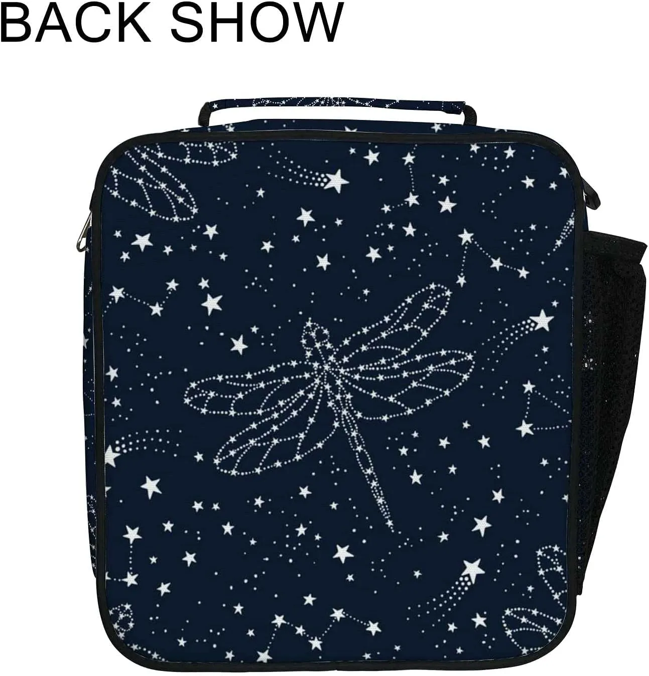 Hapuxt Lunch Box Lunch Bag with Adjustable Shoulder Strap Tote for Women Men Astronomical Dark Blue White Insulated Waterproof Resable Zipper Outdoor Work Office Picnic