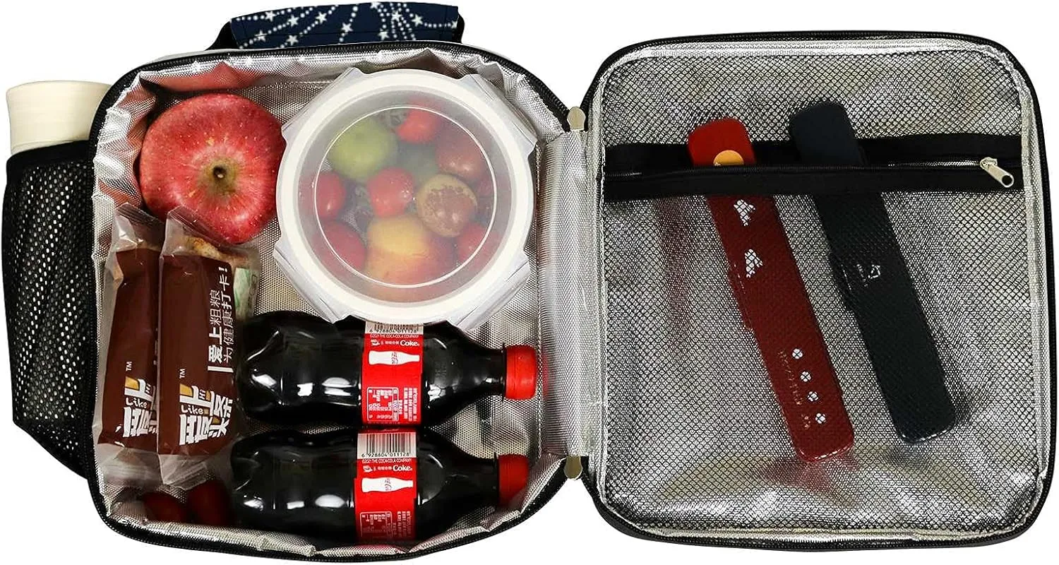 Hapuxt Lunch Box Lunch Bag with Adjustable Shoulder Strap Tote for Women Men Astronomical Dark Blue White Insulated Waterproof Resable Zipper Outdoor Work Office Picnic