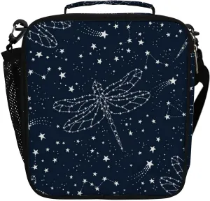 Hapuxt Lunch Box Lunch Bag with Adjustable Shoulder Strap Tote for Women Men Astronomical Dark Blue White Insulated Waterproof Resable Zipper Outdoor Work Office Picnic
