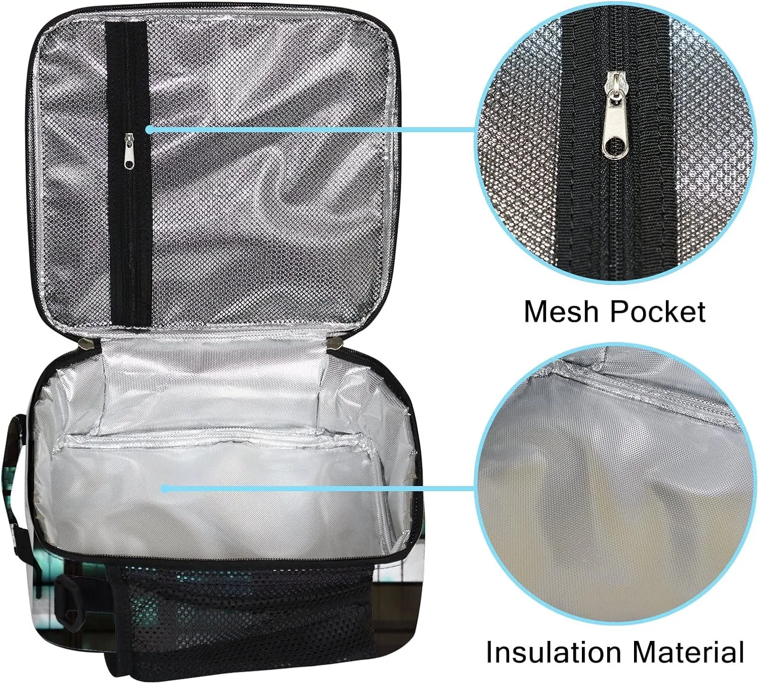 Hapuxt Lunch Box Lunch Bag with Adjustable Shoulder Strap Tote for Women Men Illuminated Windows Tall Building at Night Insulated Waterproof Resable Zipper Outdoor Work Office Picnic