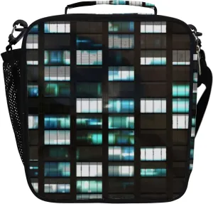 Hapuxt Lunch Box Lunch Bag with Adjustable Shoulder Strap Tote for Women Men Illuminated Windows Tall Building at Night Insulated Waterproof Resable Zipper Outdoor Work Office Picnic