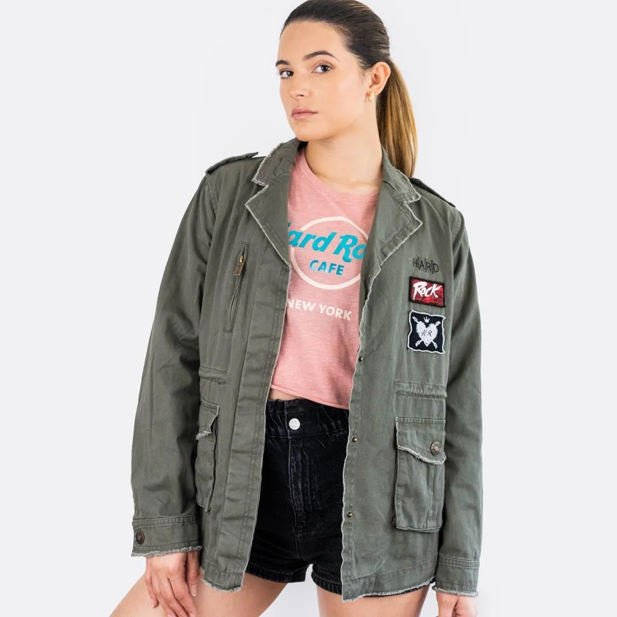 Hard Rock Women's Laura Be Army Jacket Green