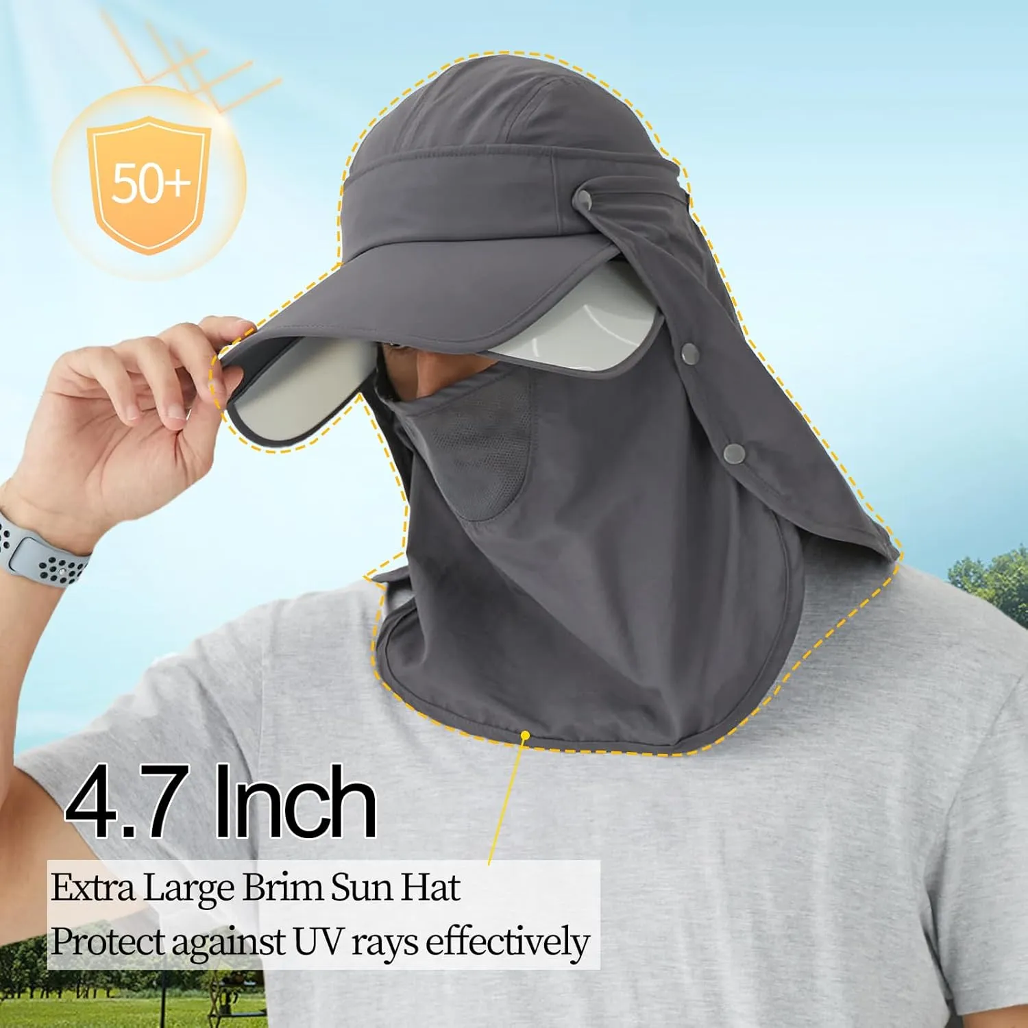 Hat for Women Sun Protection UV Hat with Neck Flap, Wide Brim Sun Hat for Outdoor Gardening Workout