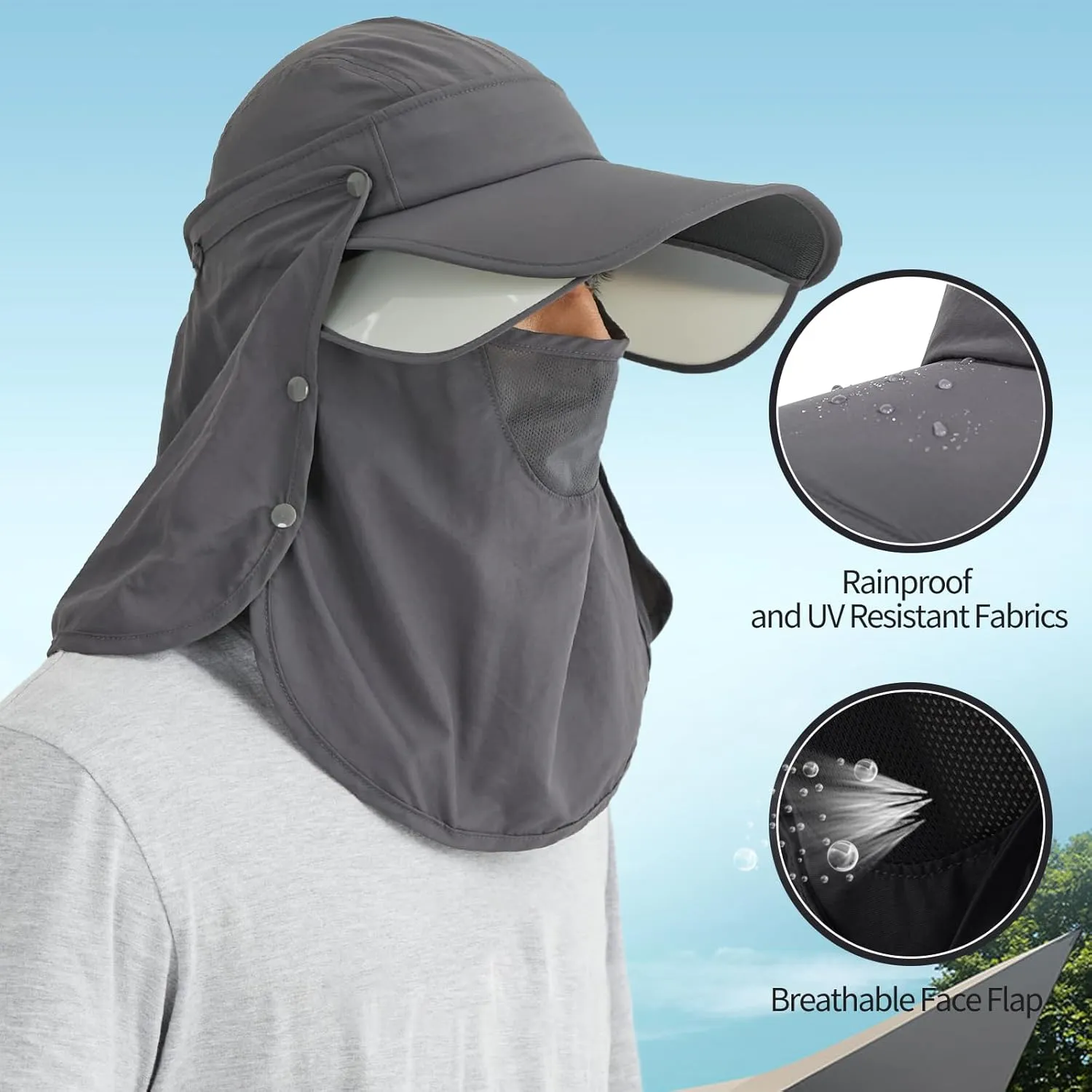 Hat for Women Sun Protection UV Hat with Neck Flap, Wide Brim Sun Hat for Outdoor Gardening Workout