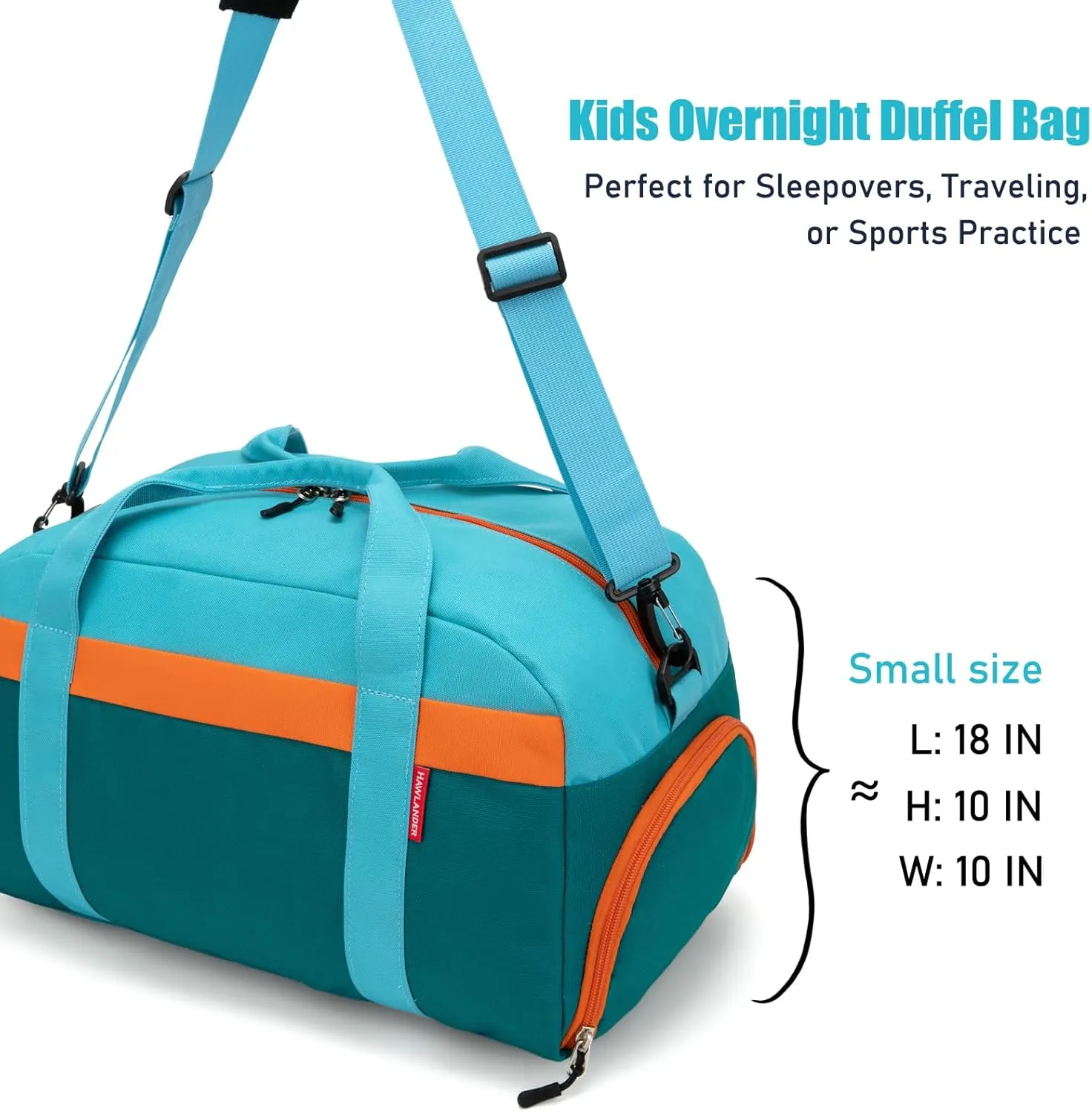 HawLander Kids Duffle Bag for Boys or Girls, Fit School Practice, or Overnight Travel (Blue Green)