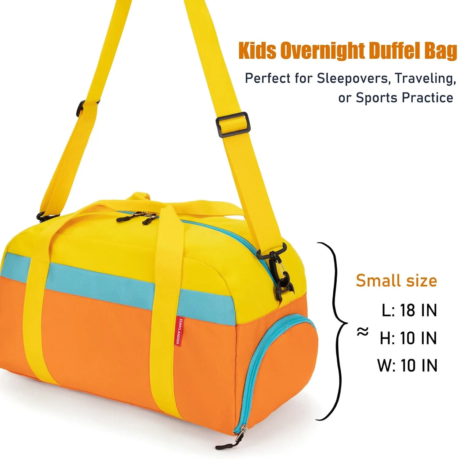 HawLander Kids Duffle Bag for Boys or Girls, Fit School Practice, or Overnight Travel (Orange)