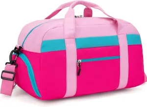 HawLander Kids Duffle Bag for Boys or Girls, Fit School Practice, or Overnight Travel (Pink)