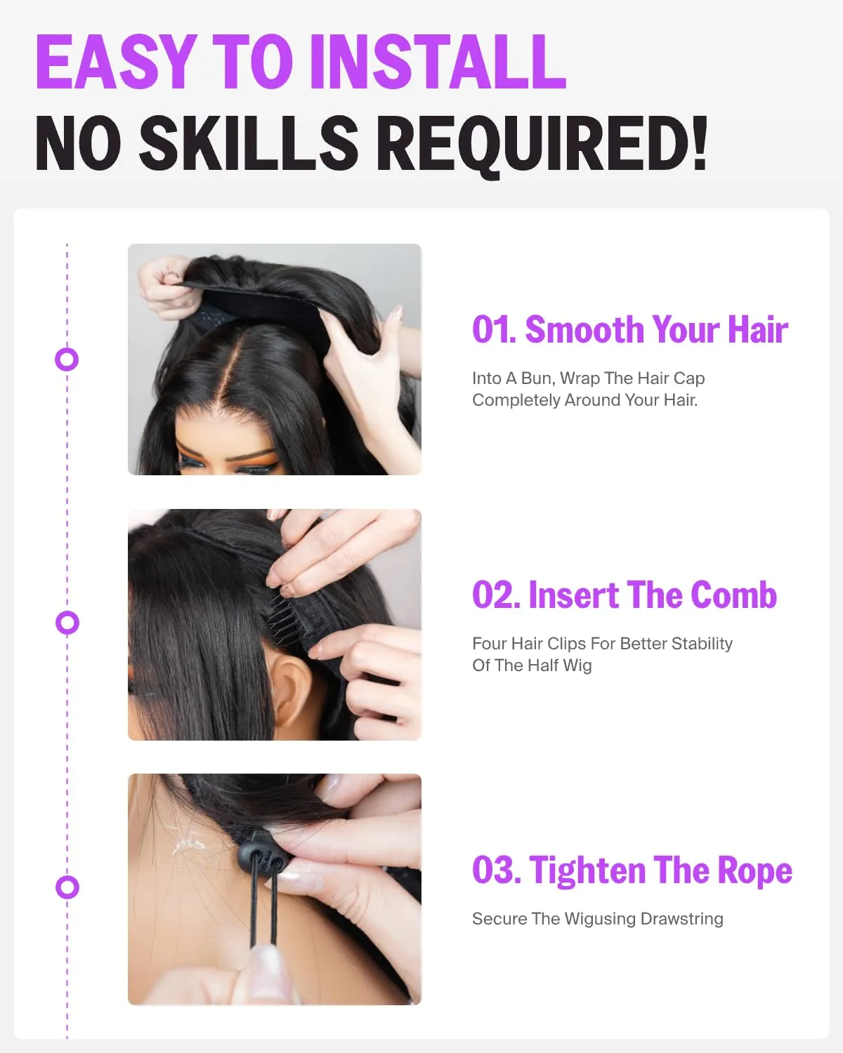 Headband Wig Human Hair Yaki Straight Human Hair Half Wig Ponytail Extension Machine Made Headband Wig, Drawstring Ponytail for Black Women 20 Inch