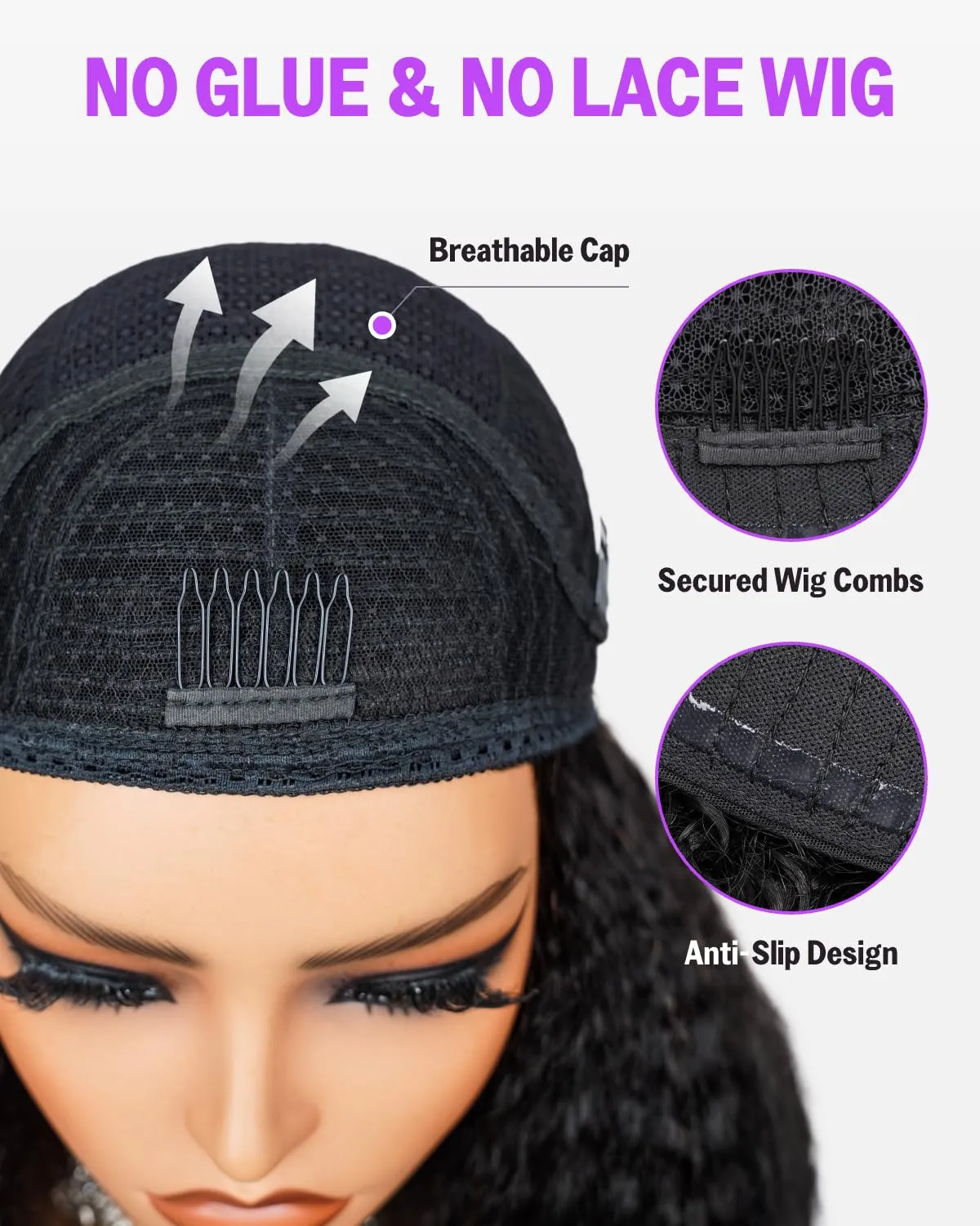 Headband Wig Human Hair Yaki Straight Human Hair Half Wig Ponytail Extension Machine Made Headband Wig, Drawstring Ponytail for Black Women 20 Inch