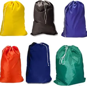 Heavy Duty Large Laundry Bag, Sturdy Fabric May Vary with Drawstring Closure. Ideal Machine Washable Laundry Bags for College, Dorm and Apartment dwellers Assorted Color and Design 12pack