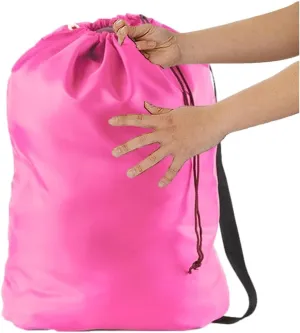 Heavy Duty Laundry Bag w/Shoulder Strap, 22" x 28", 210 Denier Polyester, Holds 2 Loads or 35 lbs, Plus 1 Lavender Sachet (NEON PINK)