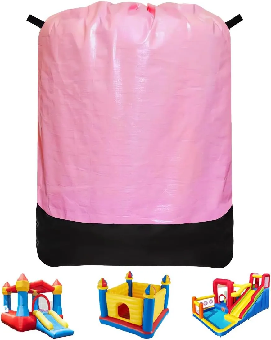 Heavy Duty Water-Resistant Inflatable Bounce House Storage Bag with Drawstring, Flat 39" x 47", for Residential & Commercial Use-Pink