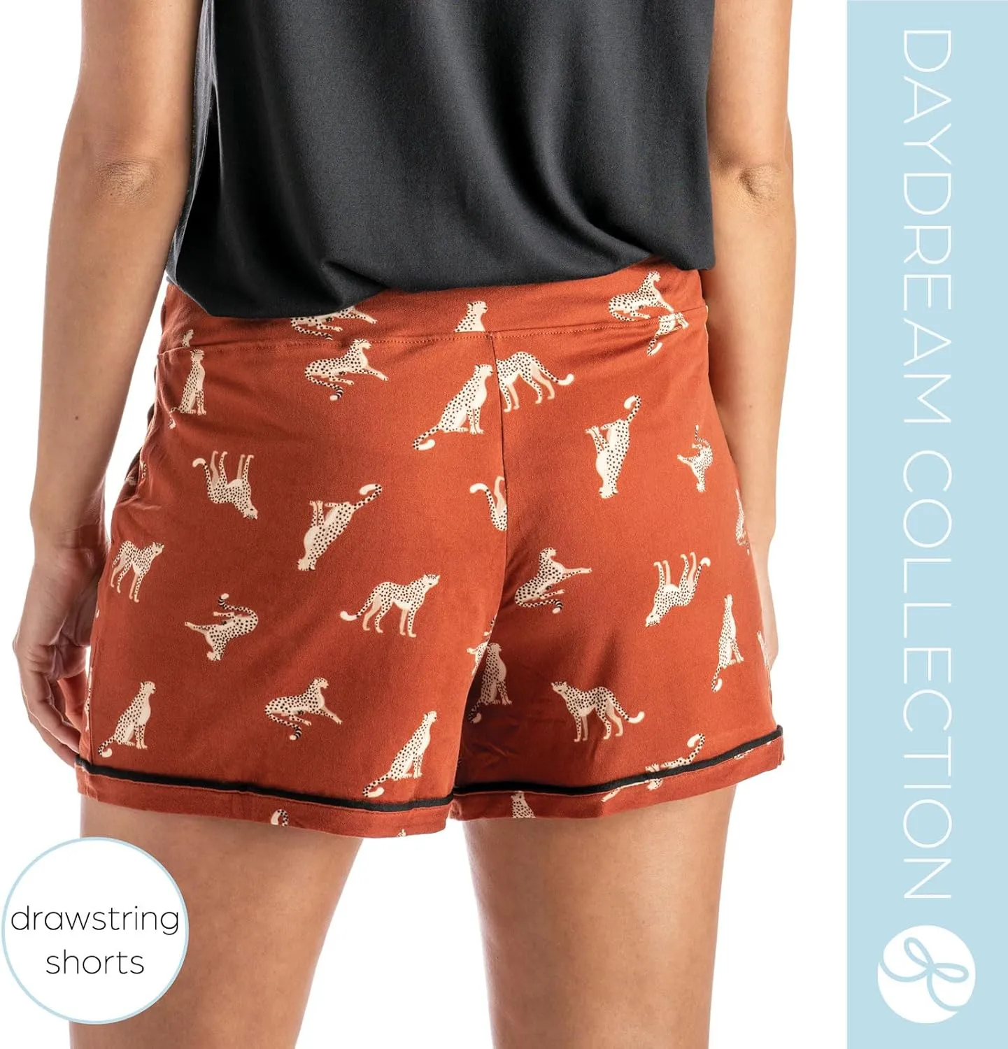 Hello Mello Signature Lounge Shorts Womens Soft Relaxed Pajama Bottoms Roomy Wide Leg Drawstring Waist Side Pockets