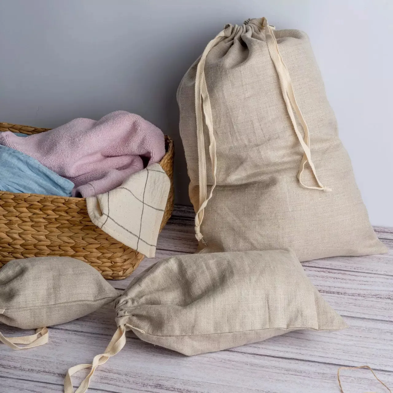 Hemp draw string bags
