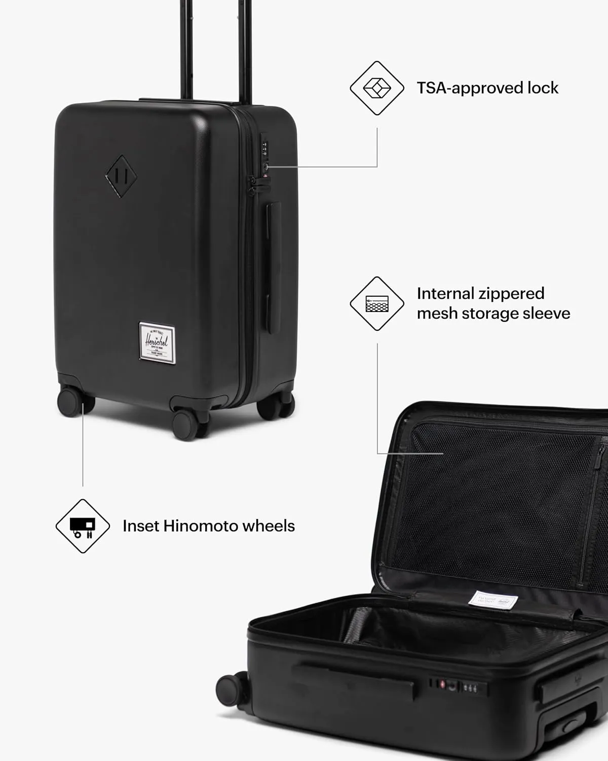 Herschel Supply Co. Heritage Hardshell Luggage, Ash Rose, Carry-On 21-Inch