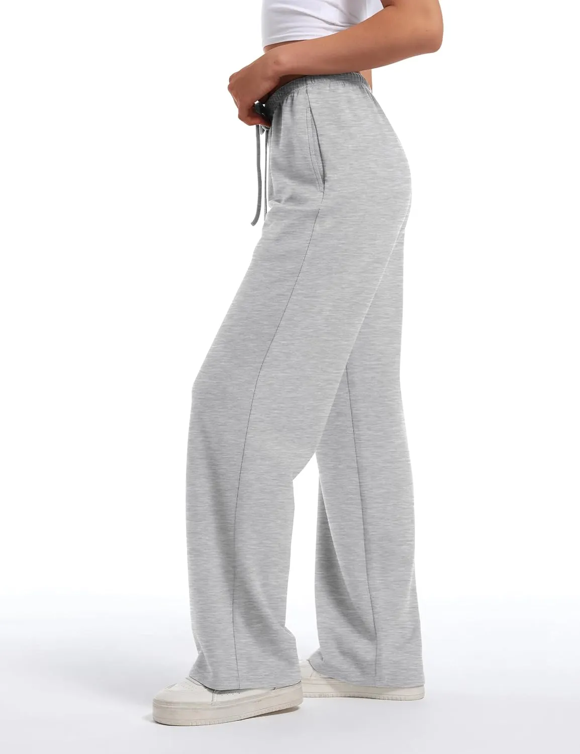 HeSaYep Women's Wide Leg Sweatpants Straight Leg Lowrise Sweat Pants Drawstring Elastic Low Waist Pants with Pockets